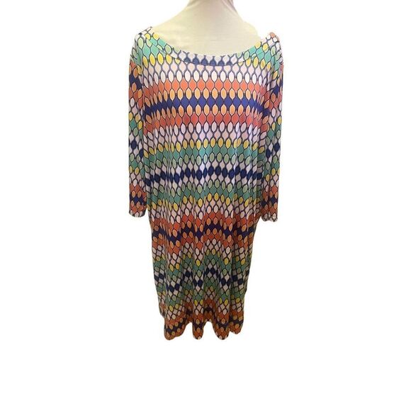 Signature Collection (Vintage Avon) Multi-Color Geometric Design Shift Dress Siz - Picture 4 of 12